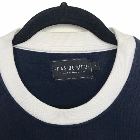 Pas De Mer Blue Sweatshirt Sweater with Logo Hem Small - Picture 5 of 6